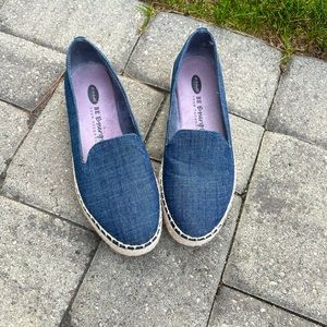 Denim/navy blue platform flats